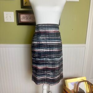 Ann Taylor Black and White Patterned Pencil Skirt